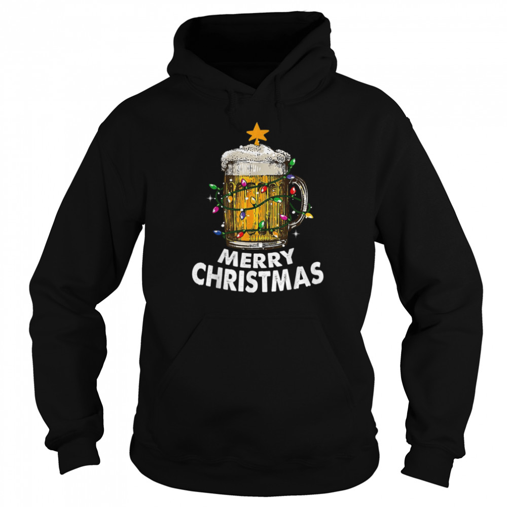 Awesome Beer Xmas Tree Lights Merry Christmas Beer  Unisex Hoodie