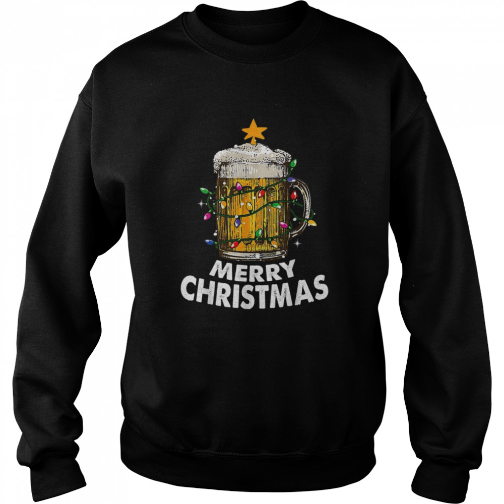 Awesome Beer Xmas Tree Lights Merry Christmas Beer  Unisex Sweatshirt