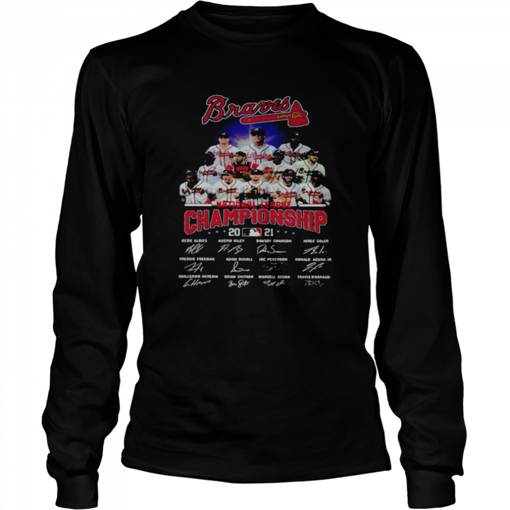 Atlanta Braves national league championship 2021 signatures shirt Long Sleeved T-shirt