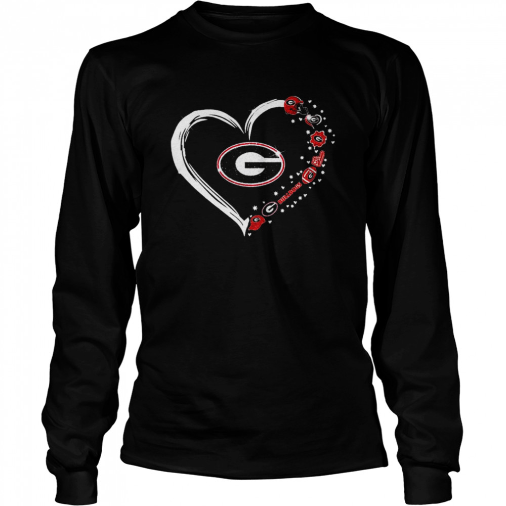 Awesome georgia Bulldogs Logo Heart Diamond 2021 Long Sleeved T-shirt