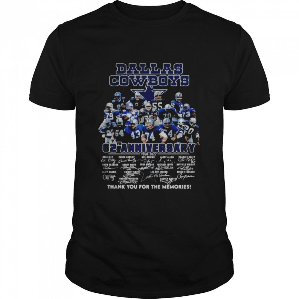 Dallas Cowboys 62th anniversary 1960 2022 signatures thank you for the memories shirt Classic Men's T-shirt