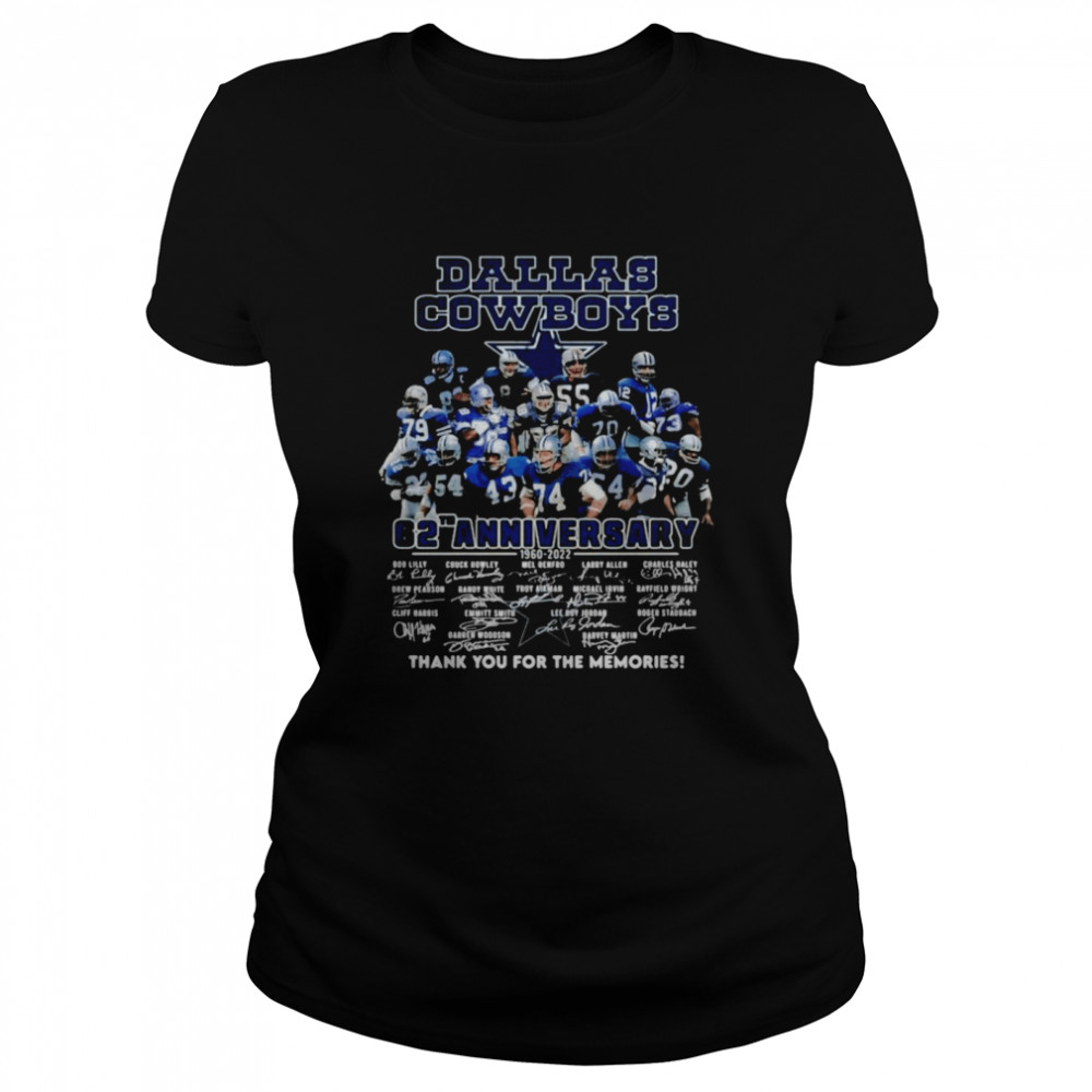 Dallas Cowboys 62th anniversary 1960 2022 signatures thank you for the memories shirt Classic Women's T-shirt