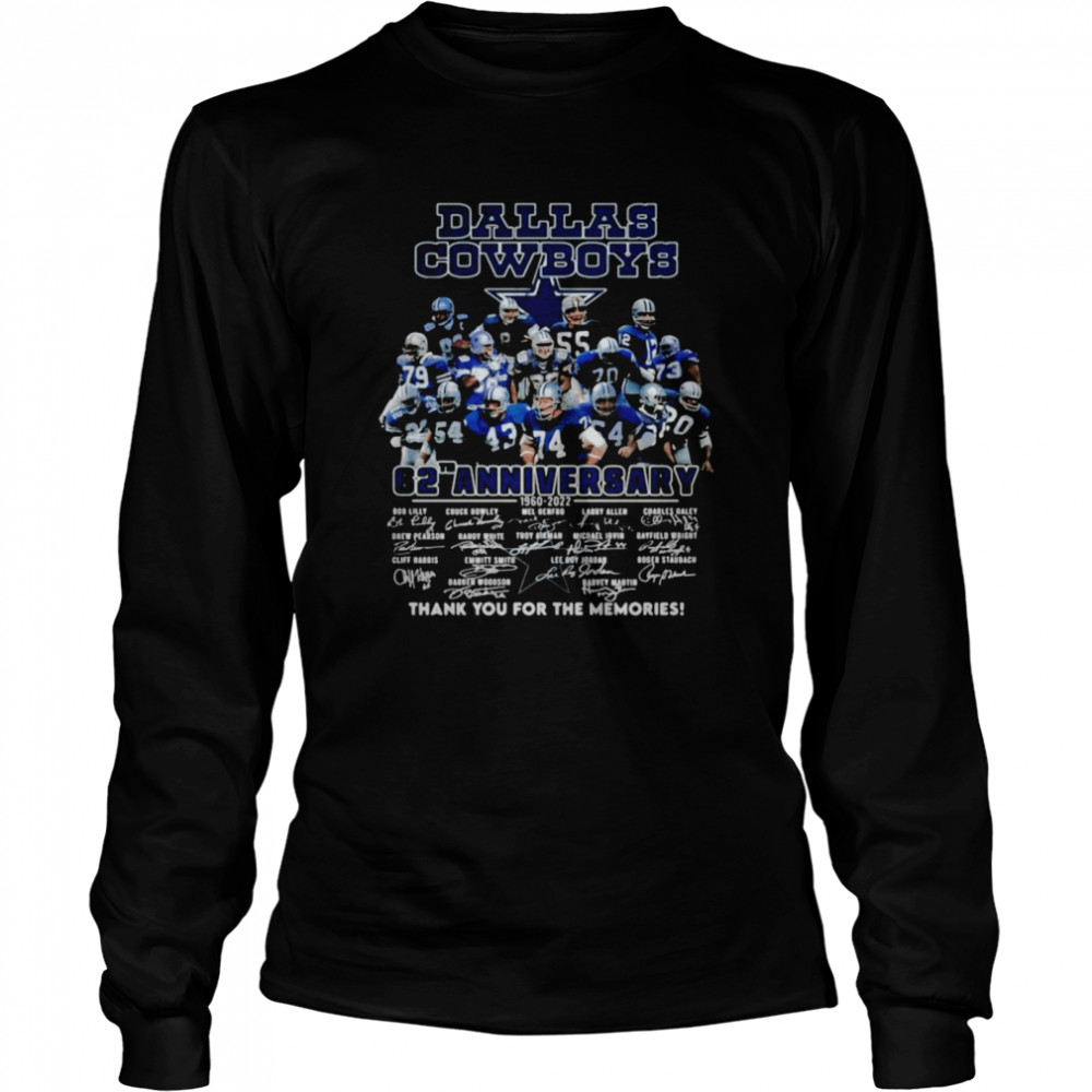 Dallas Cowboys 62th anniversary 1960 2022 signatures thank you for the memories shirt Long Sleeved T-shirt