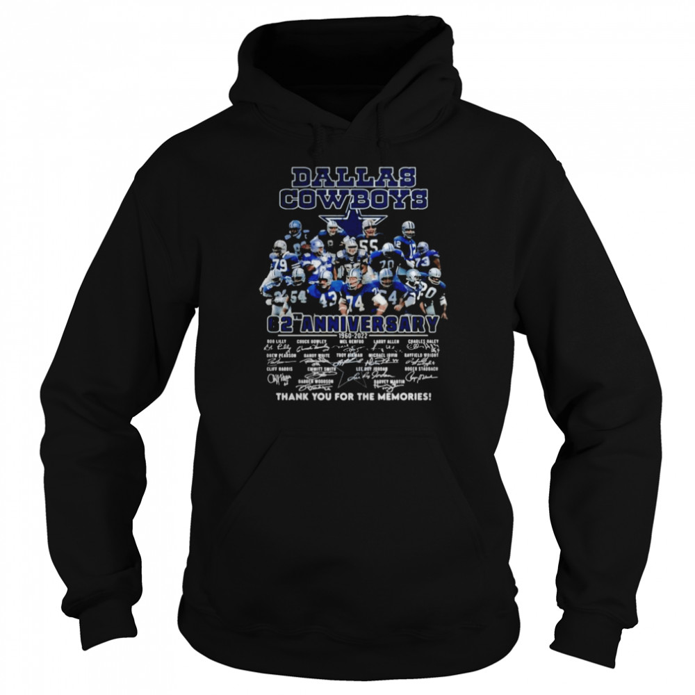 Dallas Cowboys 62th anniversary 1960 2022 signatures thank you for the memories shirt Unisex Hoodie