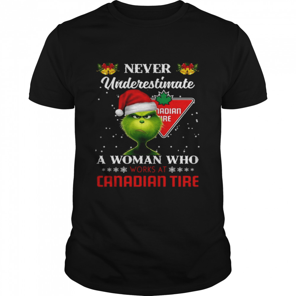 Grinch Never Underestimate A Woman Works At Canadian Tire Classic Men's T-shirt