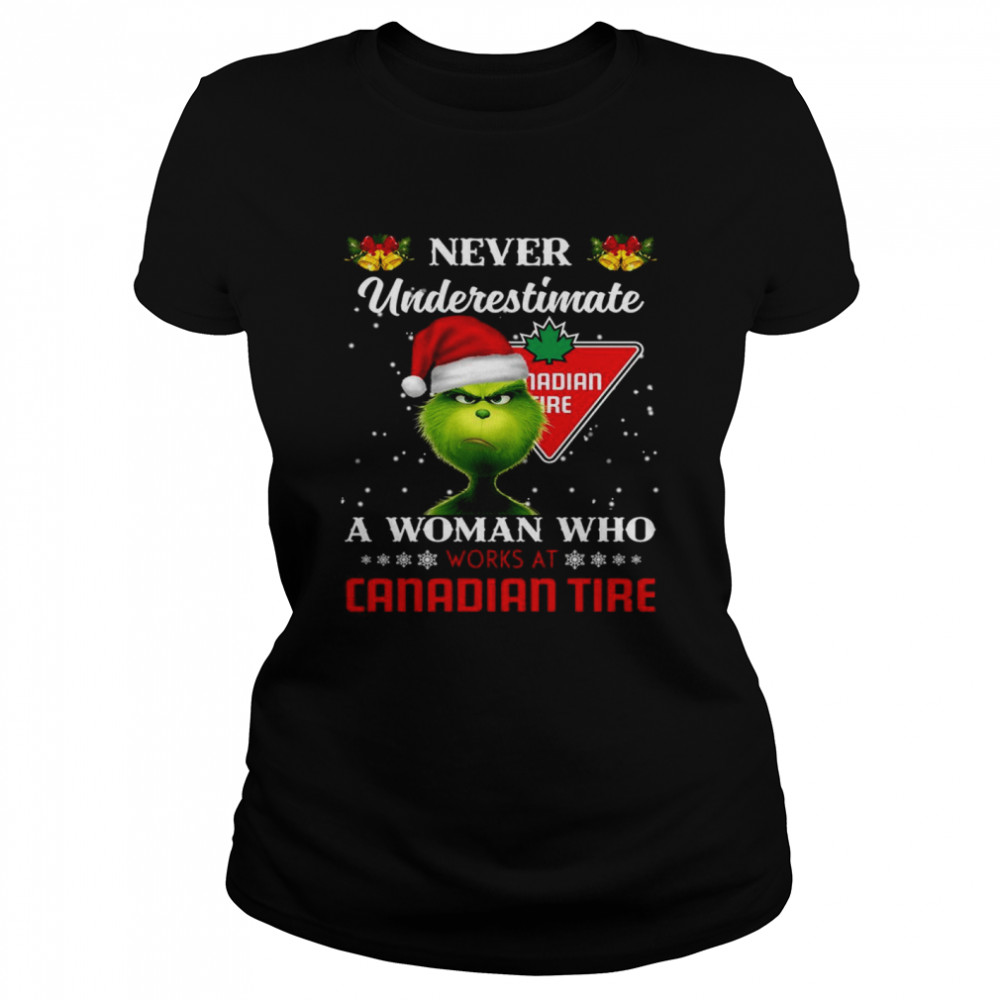 Grinch Never Underestimate A Woman Works At Canadian Tire Classic Women's T-shirt