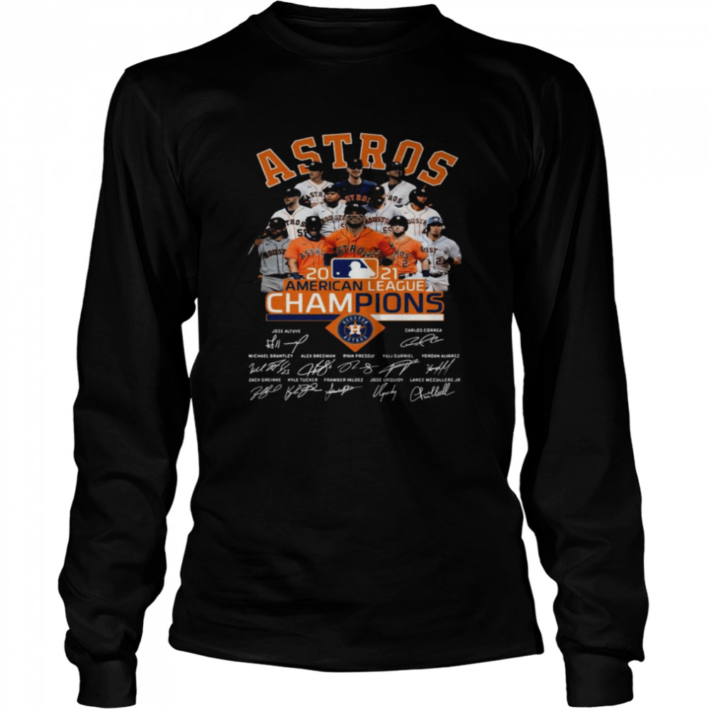 Houston Astros 2021 American League Champions signatures shirt Long Sleeved T-shirt