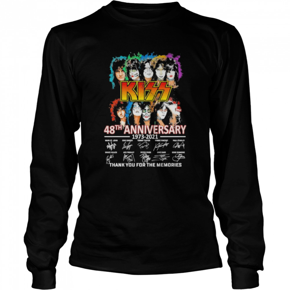 Kiss 48th anniversary 1973 2021 thank you for the memories signatures shirt Long Sleeved T-shirt