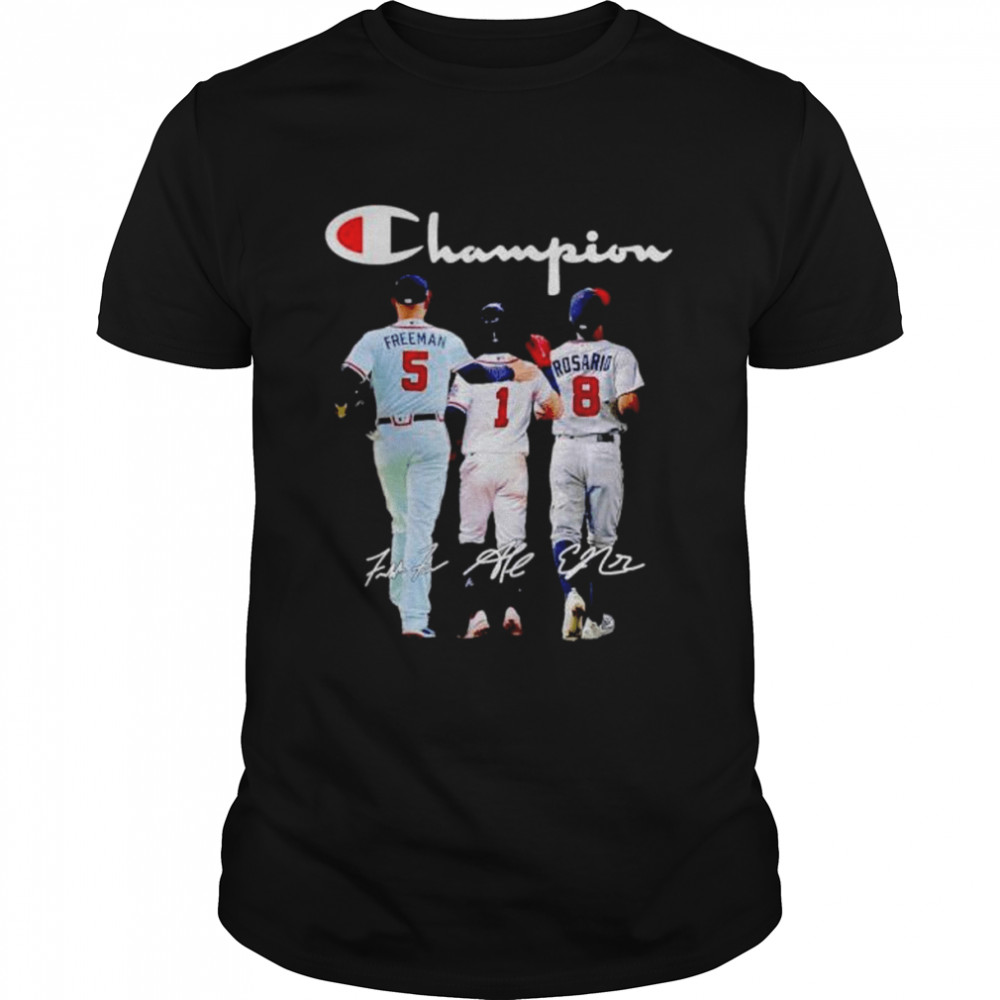 Premium atlanta Braves Champion Freeman Albies Rosario signatures shirt Classic Men's T-shirt