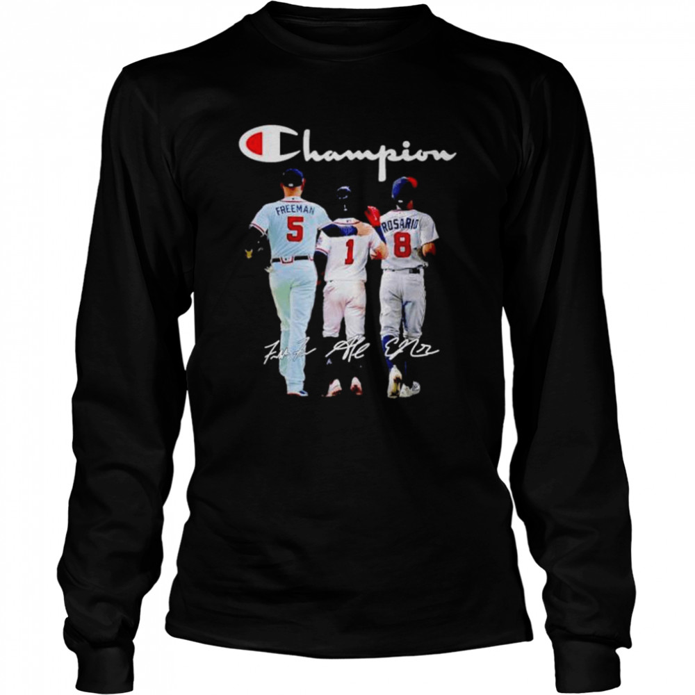 Premium atlanta Braves Champion Freeman Albies Rosario signatures shirt Long Sleeved T-shirt