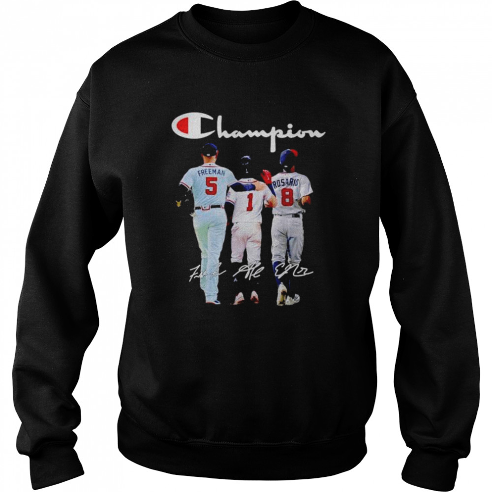 Premium atlanta Braves Champion Freeman Albies Rosario signatures shirt Unisex Sweatshirt