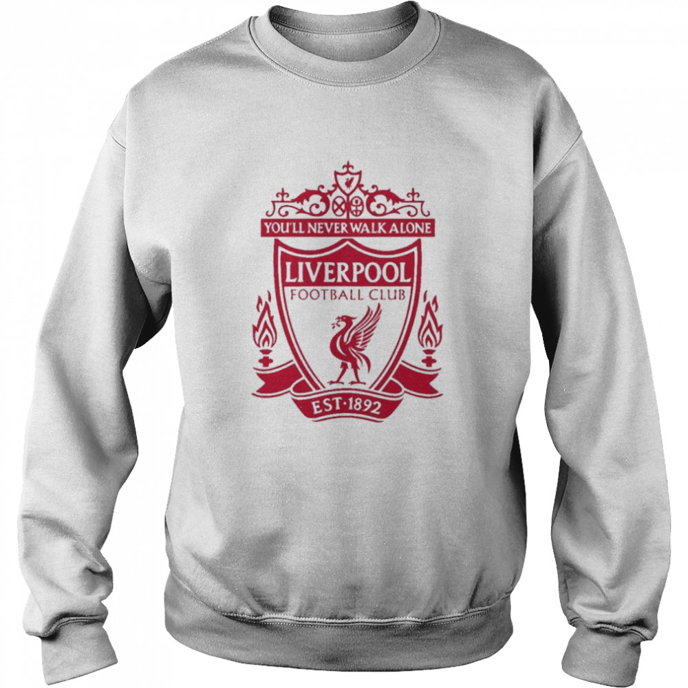 Premium liverpool Fc Lfc Mens Grey Marl Crest T- Unisex Sweatshirt