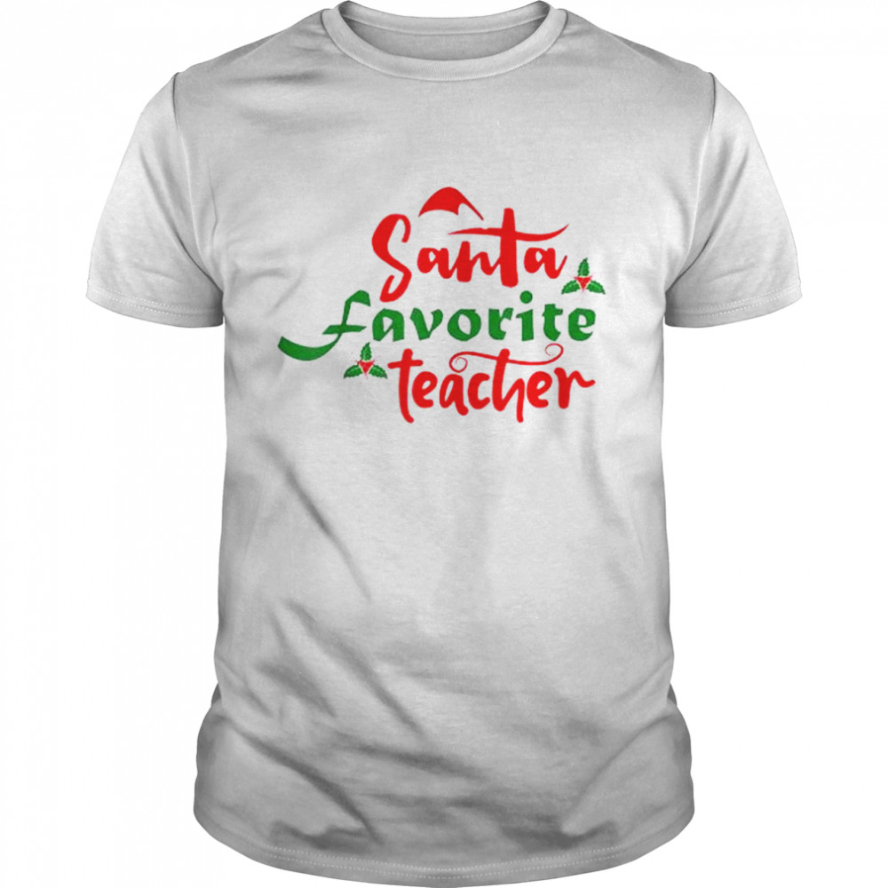 Santa’s Favorite Teacher Christmas Santa Hat Lights Sweatshirt
