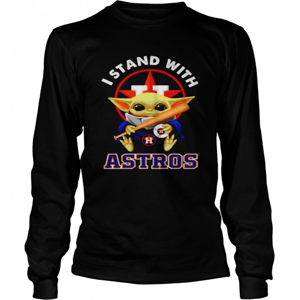 Baby Yoda I stand with Astros shirt Long Sleeved T-shirt