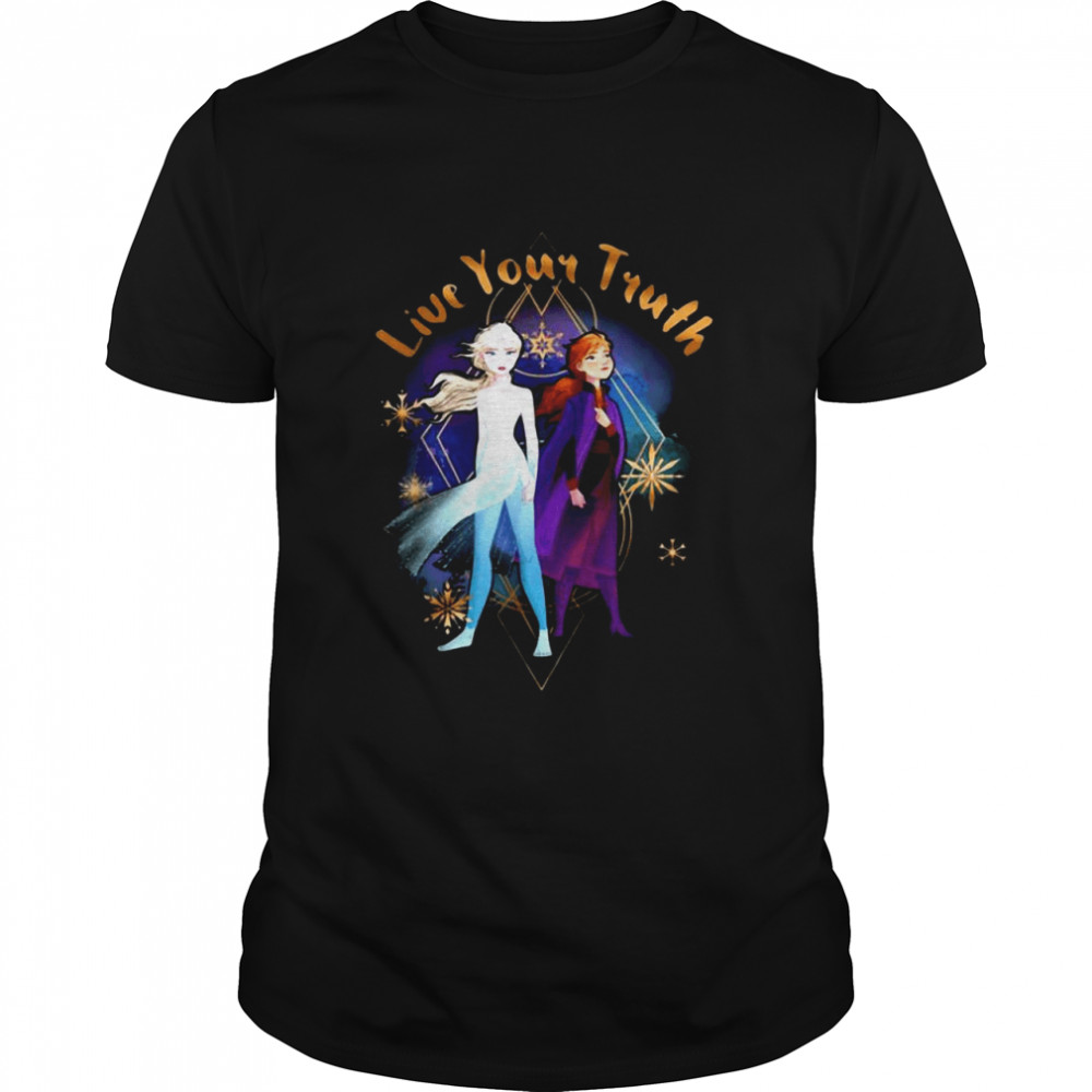 Disney Frozen 2 Elsa Anna Live Your Truth Geometric Portrait Sweat T-shirt Classic Men's T-shirt