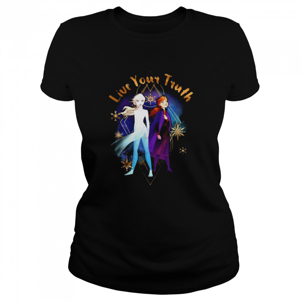 Disney Frozen 2 Elsa Anna Live Your Truth Geometric Portrait Sweat T-shirt Classic Women's T-shirt