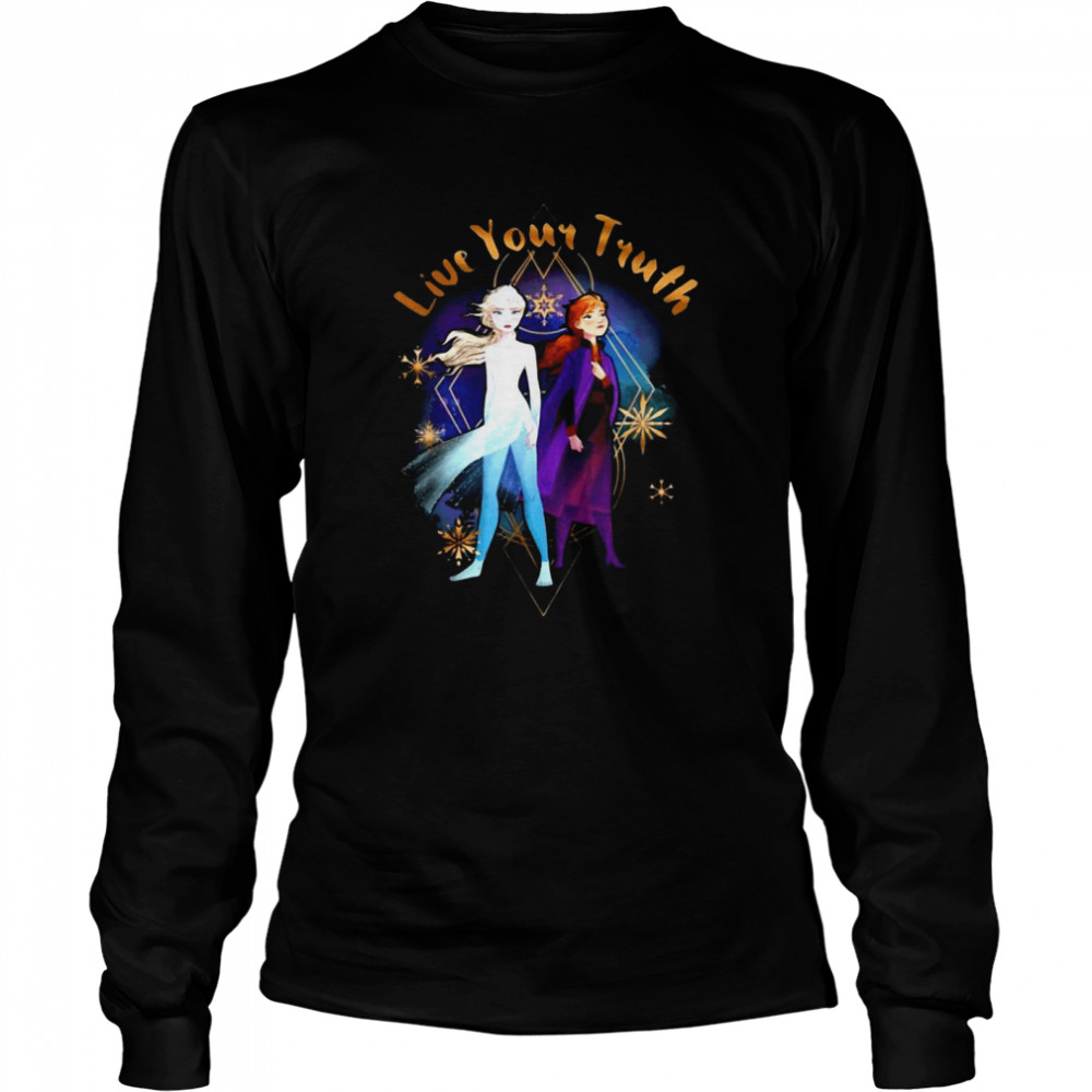 Disney Frozen 2 Elsa Anna Live Your Truth Geometric Portrait Sweat T-shirt Long Sleeved T-shirt