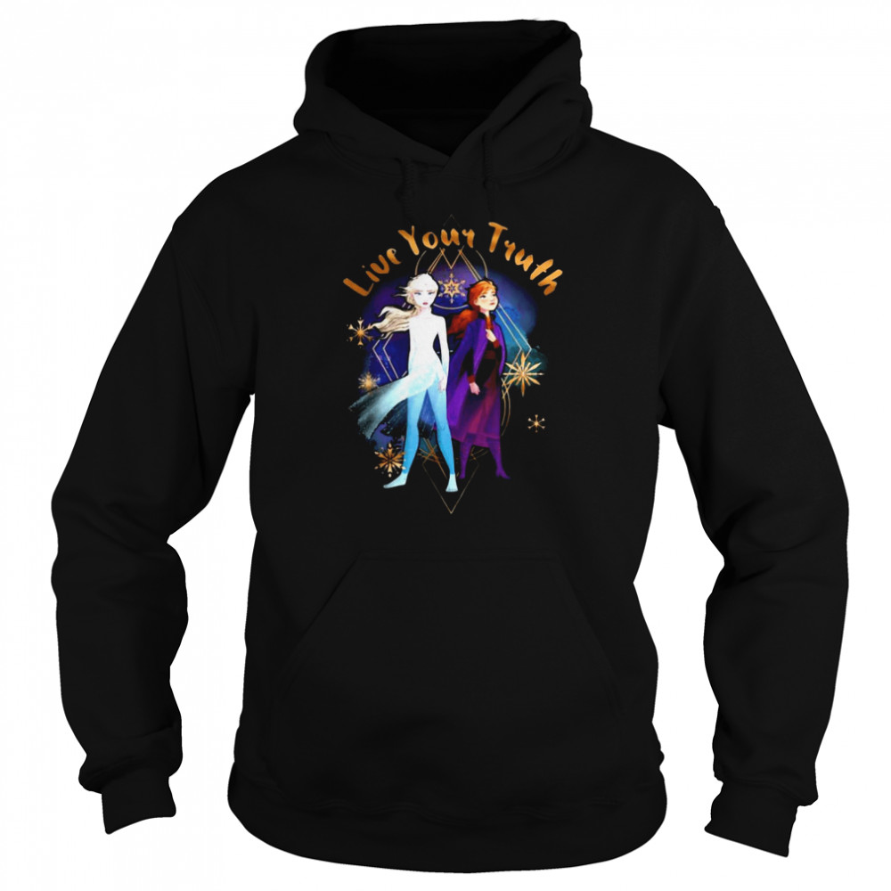 Disney Frozen 2 Elsa Anna Live Your Truth Geometric Portrait Sweat T-shirt Unisex Hoodie