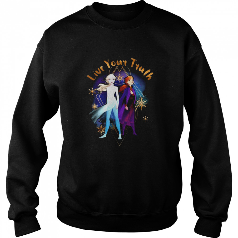 Disney Frozen 2 Elsa Anna Live Your Truth Geometric Portrait Sweat T-shirt Unisex Sweatshirt