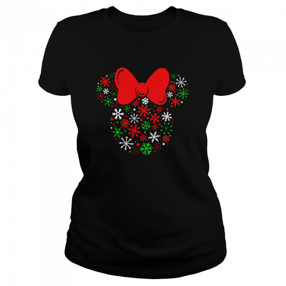 Disney Minnie Mouse Icon Holiday Snowflakes Sweater T-shirt Classic Women's T-shirt