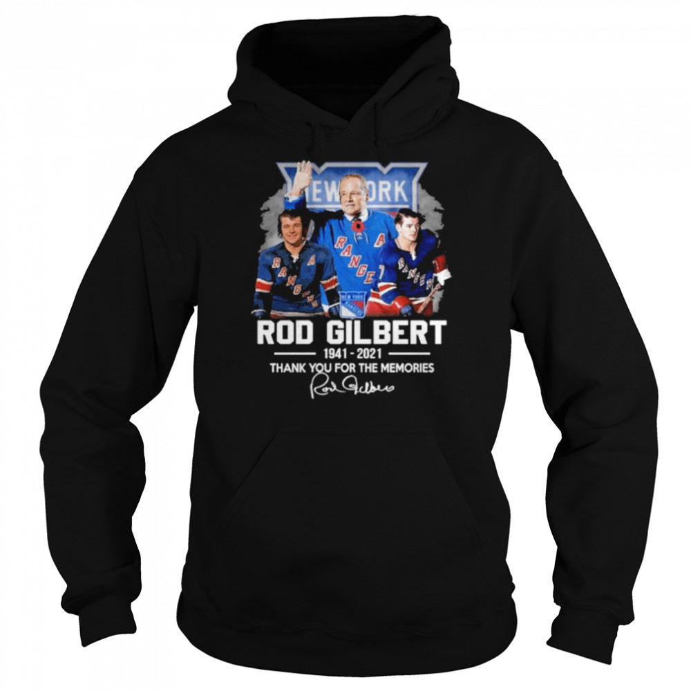 New York Rangers Rod Gilbert 1941 2021 thank you for the memories signature shirt Unisex Hoodie