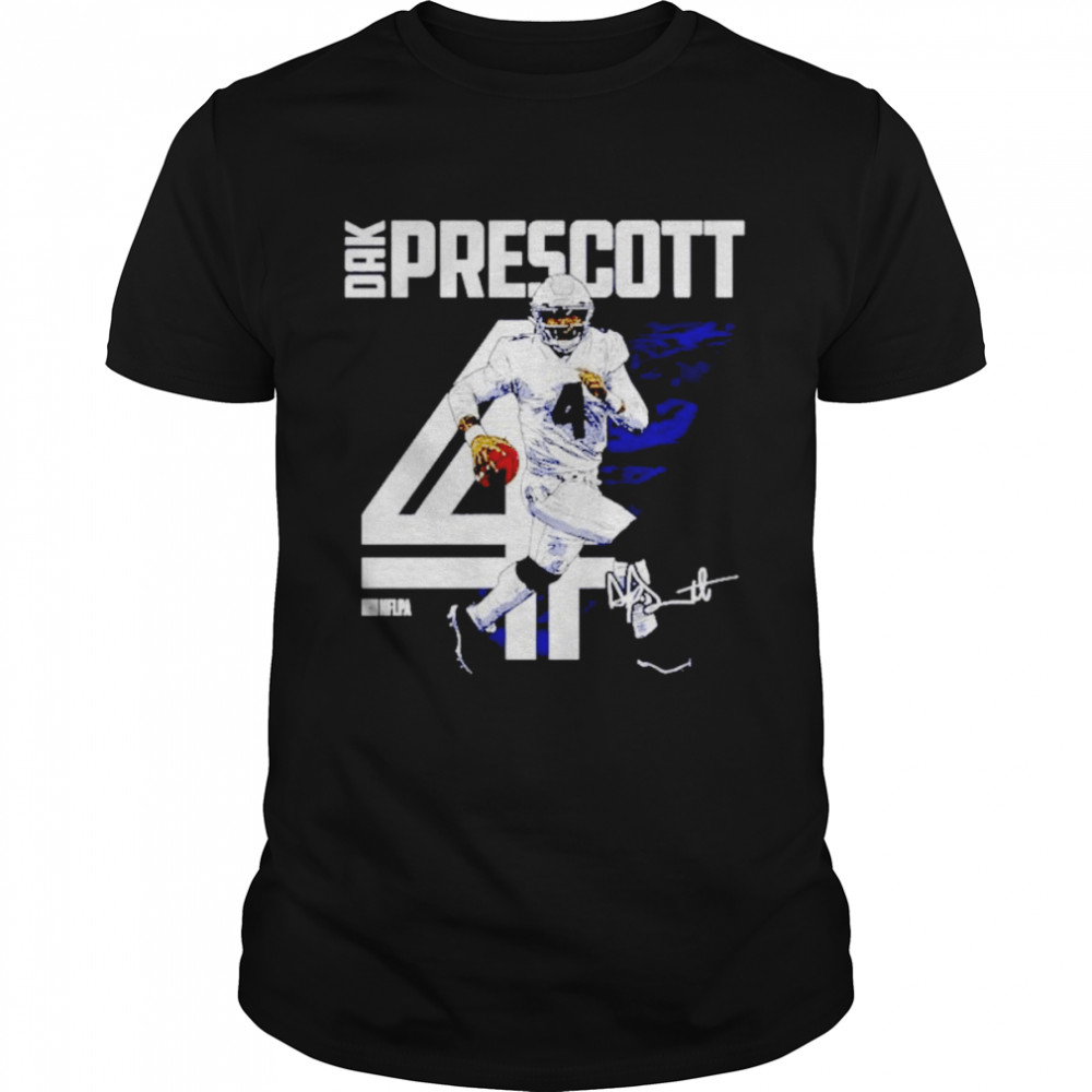 Nice dallas Cowboys Dak Prescott inline signature shirt Classic Men's T-shirt