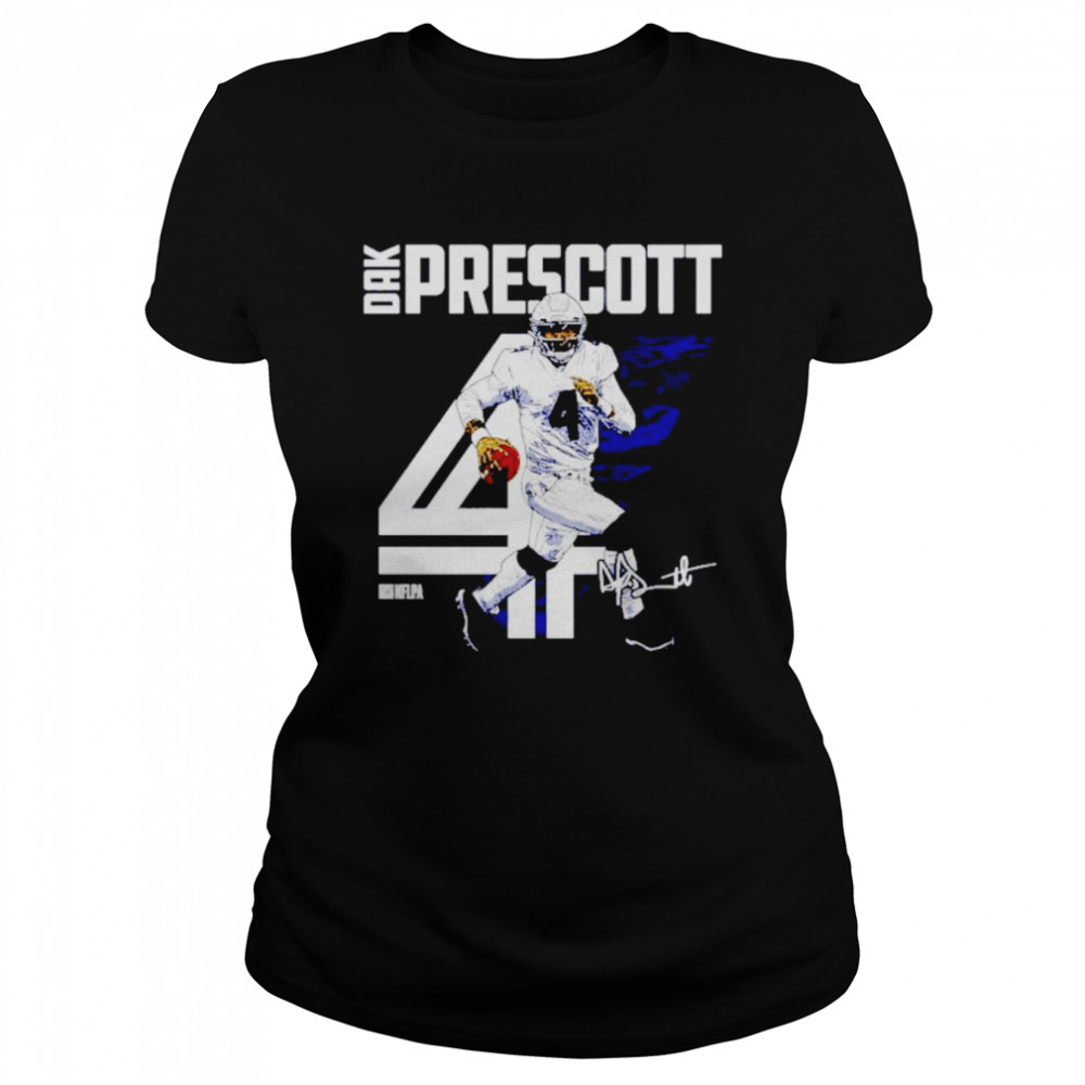 Nice dallas Cowboys Dak Prescott inline signature shirt Classic Women's T-shirt