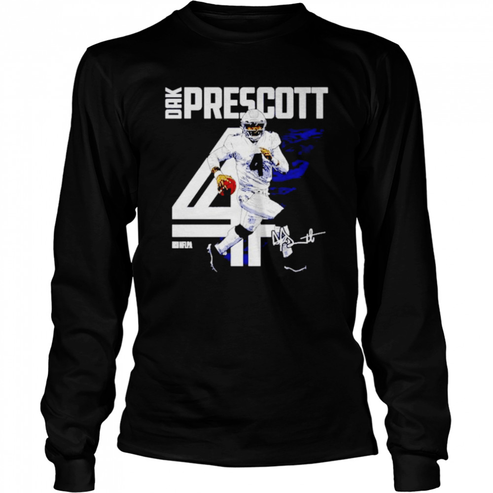 Nice dallas Cowboys Dak Prescott inline signature shirt Long Sleeved T-shirt