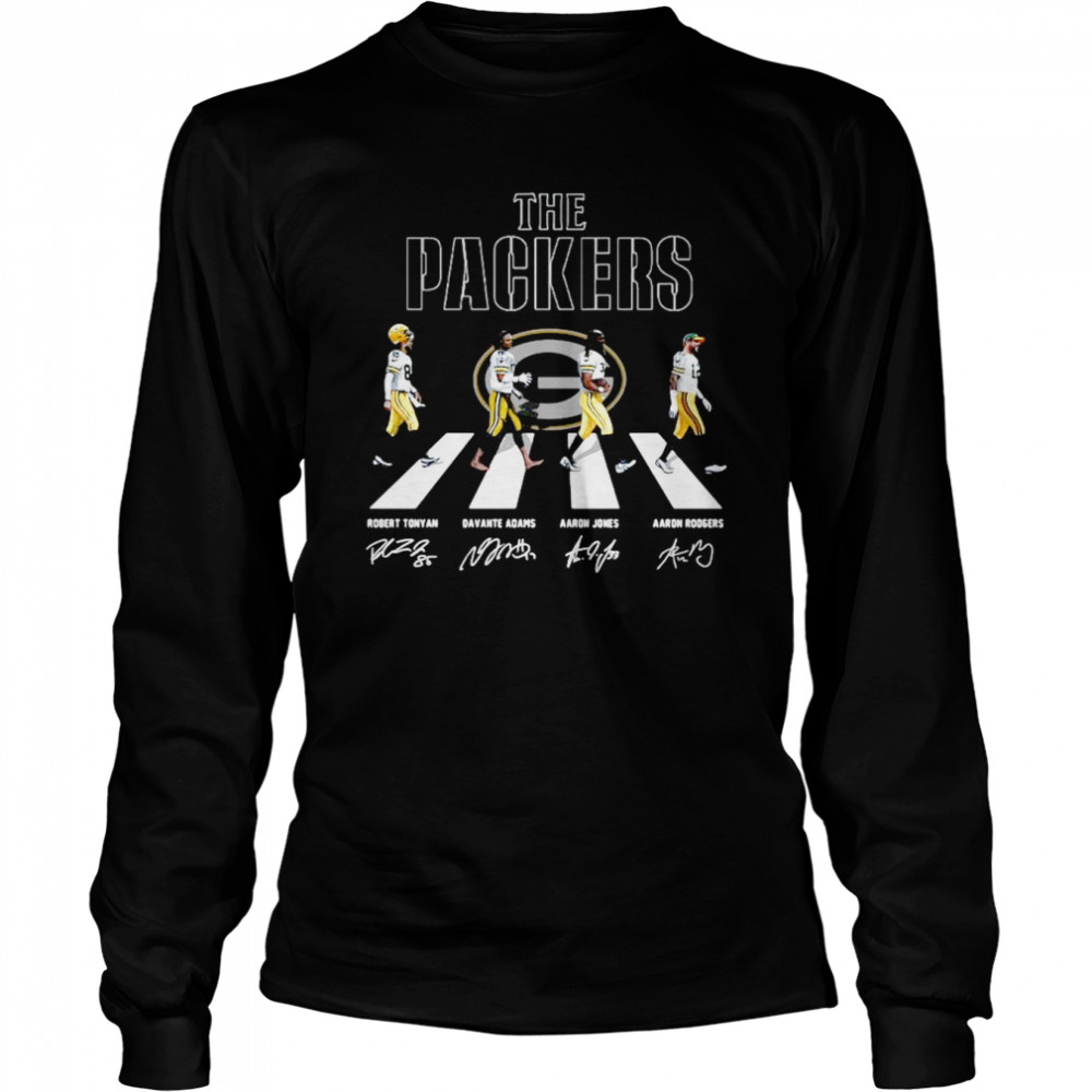 The Green Bay Packers Abbey Road Robert Tonyan Davante Adams Signatures Long Sleeved T-shirt