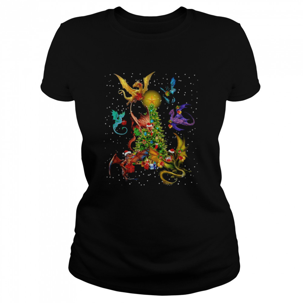 Dragons Around Christmas Tree Sweater T-shirt Classic Women's T-shirt