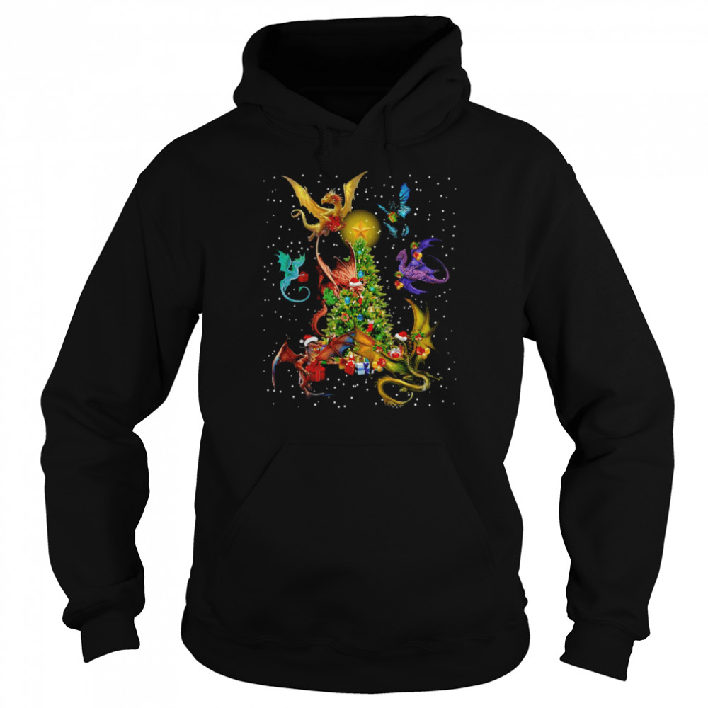 Dragons Around Christmas Tree Sweater T-shirt Unisex Hoodie