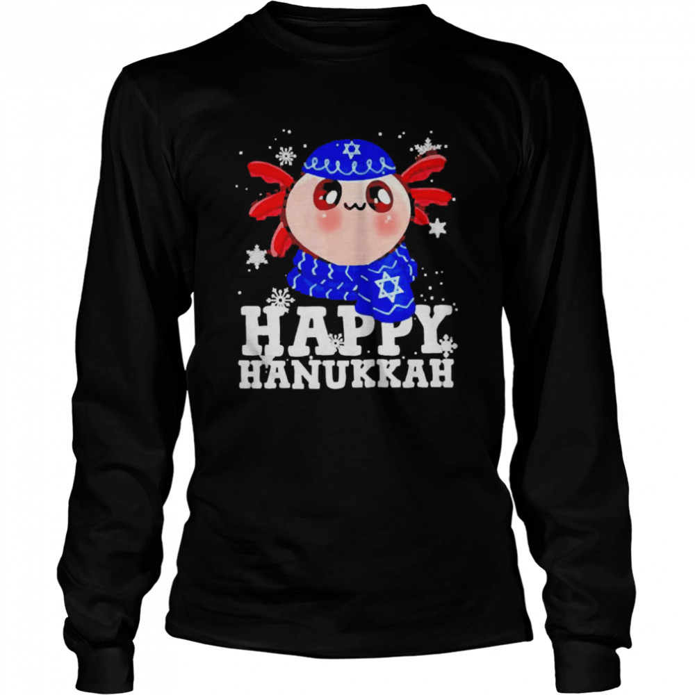 Happy Hanukkah Axolotl Kawaii Sweater T-shirt Long Sleeved T-shirt