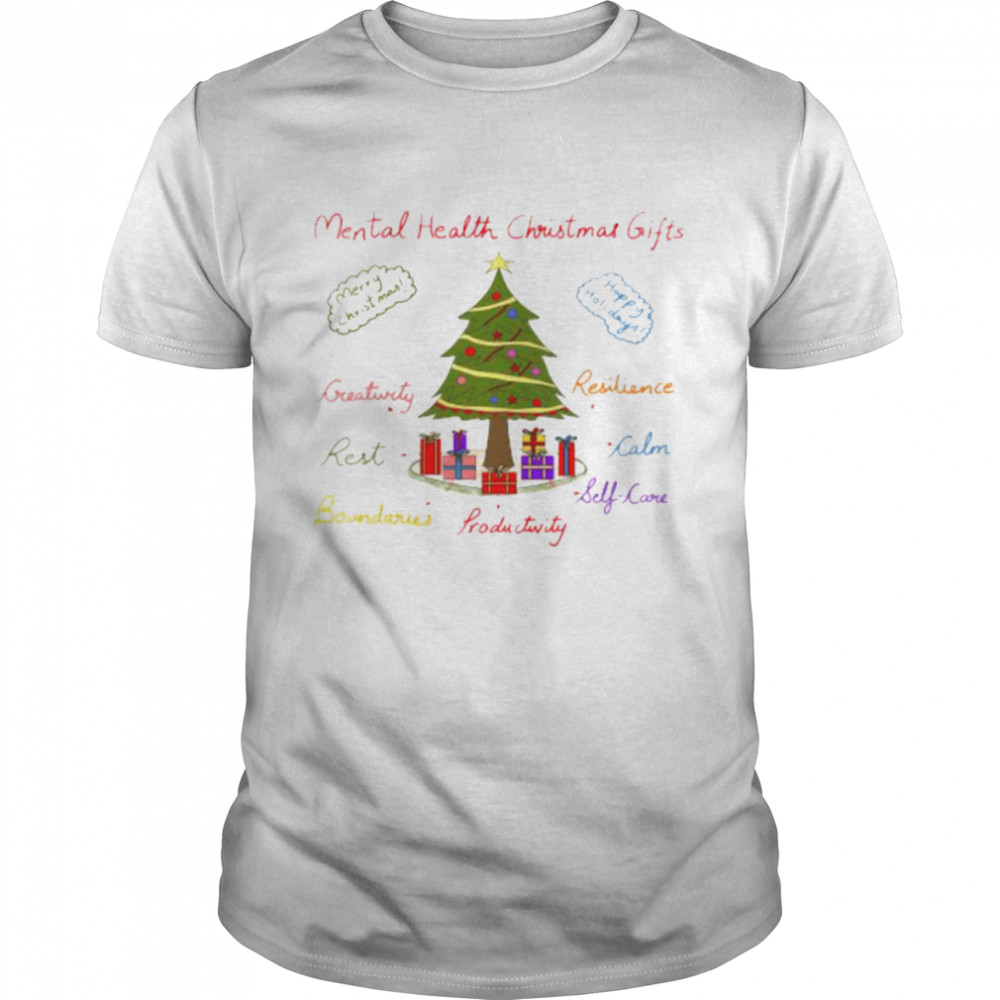 Mental Health Christmas Gifts Tree Christmas shirt Classic Men's T-shirt