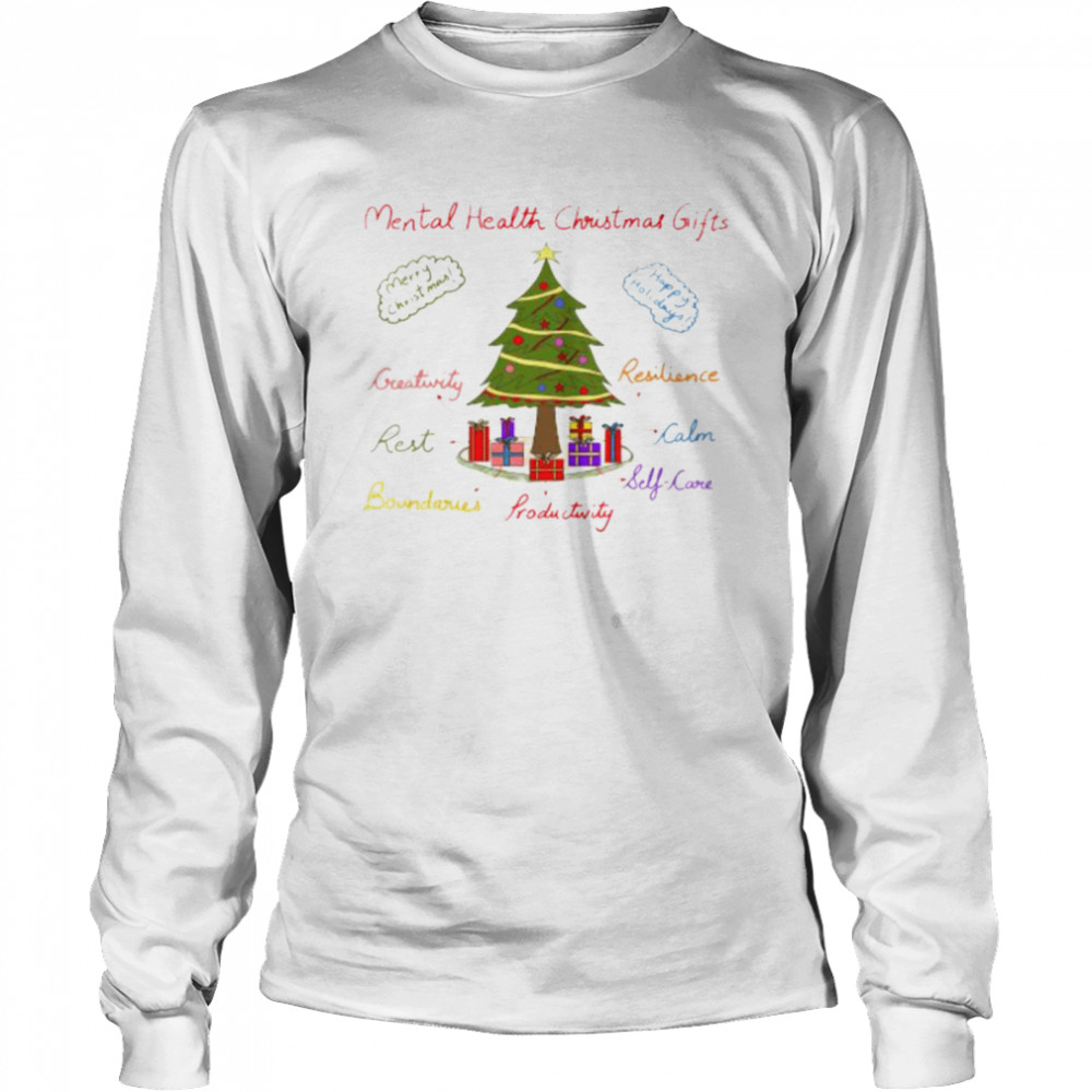 Mental Health Christmas Gifts Tree Christmas shirt Long Sleeved T-shirt