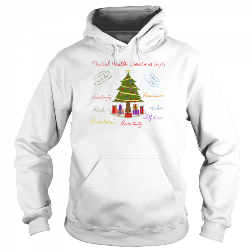 Mental Health Christmas Gifts Tree Christmas shirt Unisex Hoodie