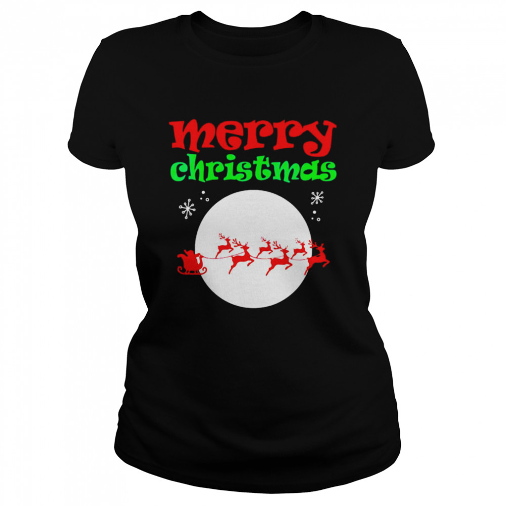 Merry Christmas Cute And Santa And Moon Saying Meme T-shirt Classic Women's T-shirt