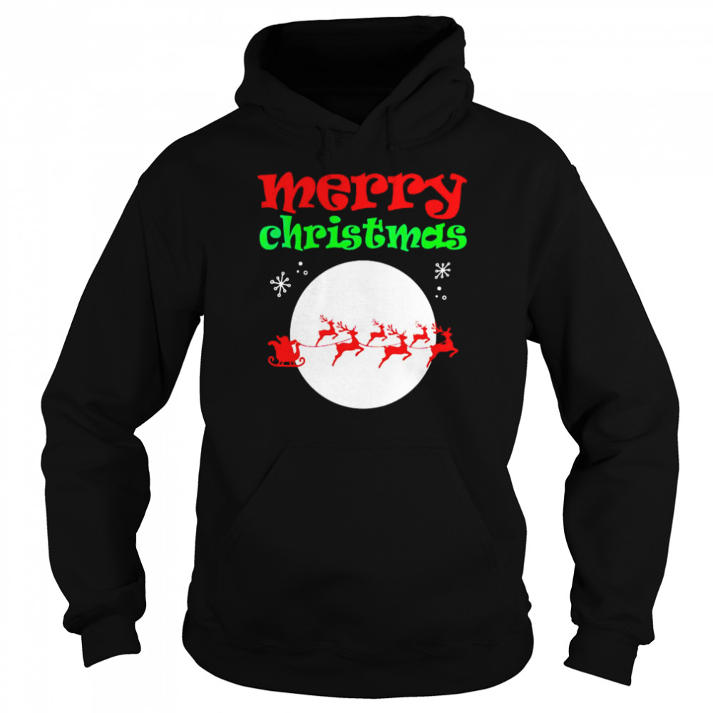 Merry Christmas Cute And Santa And Moon Saying Meme T-shirt Unisex Hoodie