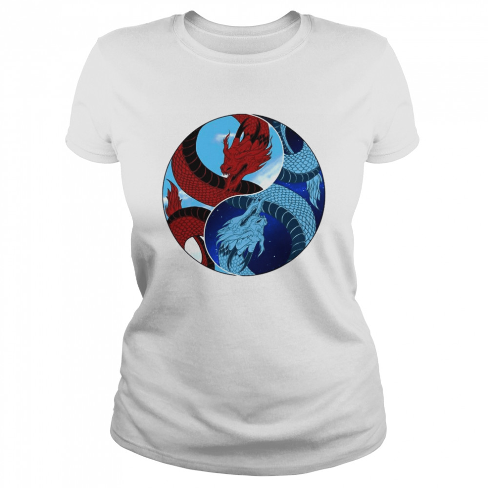 Red And Blue Dragons Yin Yang Day Night Dragon Dualism T-shirt Classic Women's T-shirt