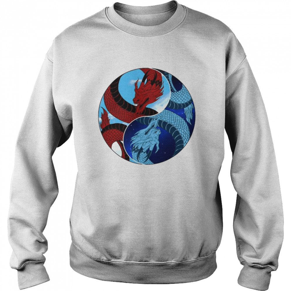 Red And Blue Dragons Yin Yang Day Night Dragon Dualism T-shirt Unisex Sweatshirt