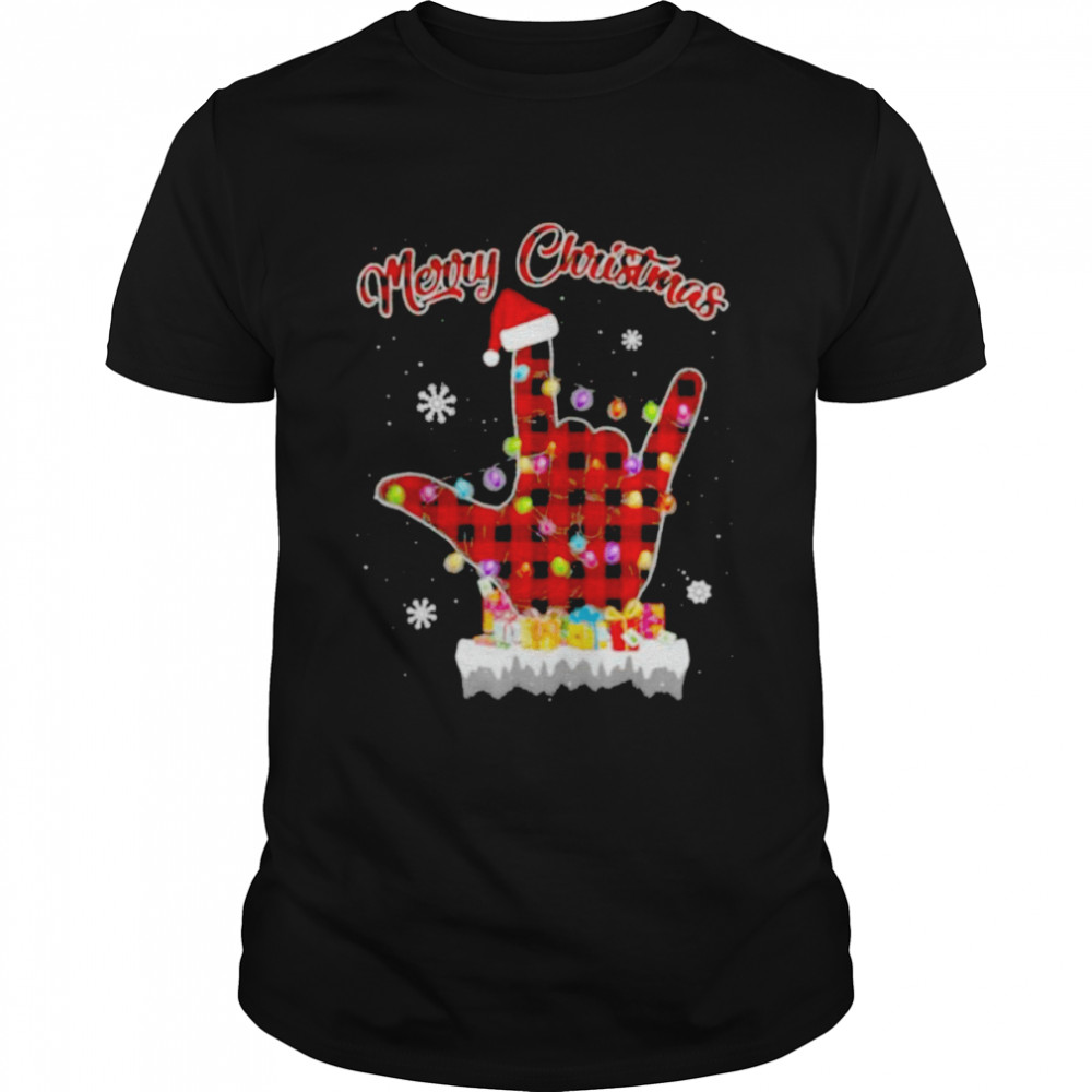 Sign Language Santa light 2021 Christmas shirt