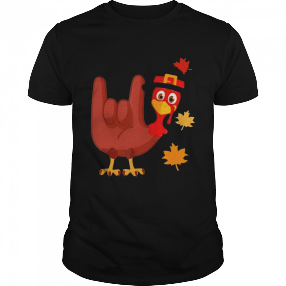 Turkey Hand ASL Sign Language Thanksgiving Autumn shirt Classic Men's T-shirt