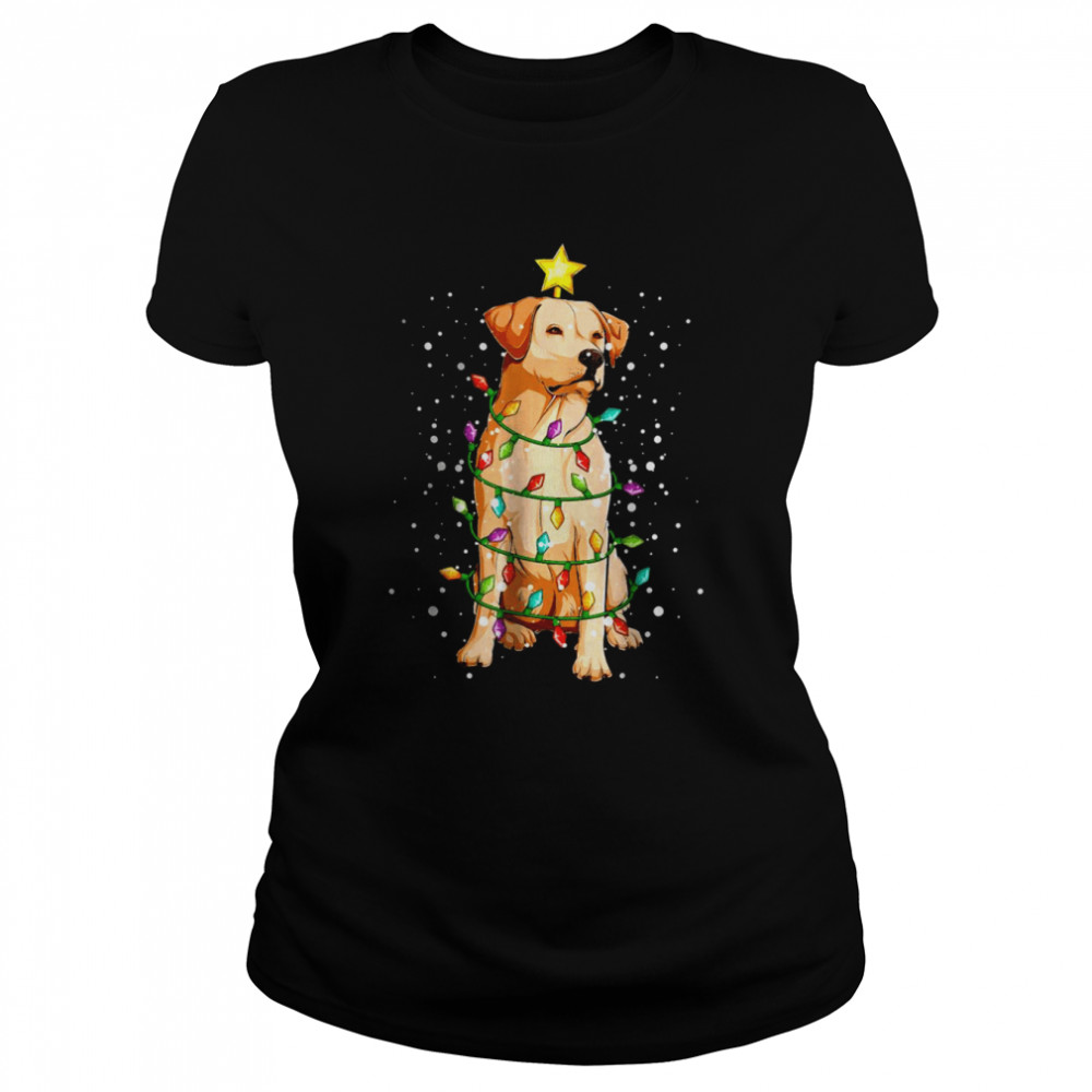 Labrador Retriever Dog Christmas Tree Lights Pajamas Xmas T- Classic Women's T-shirt