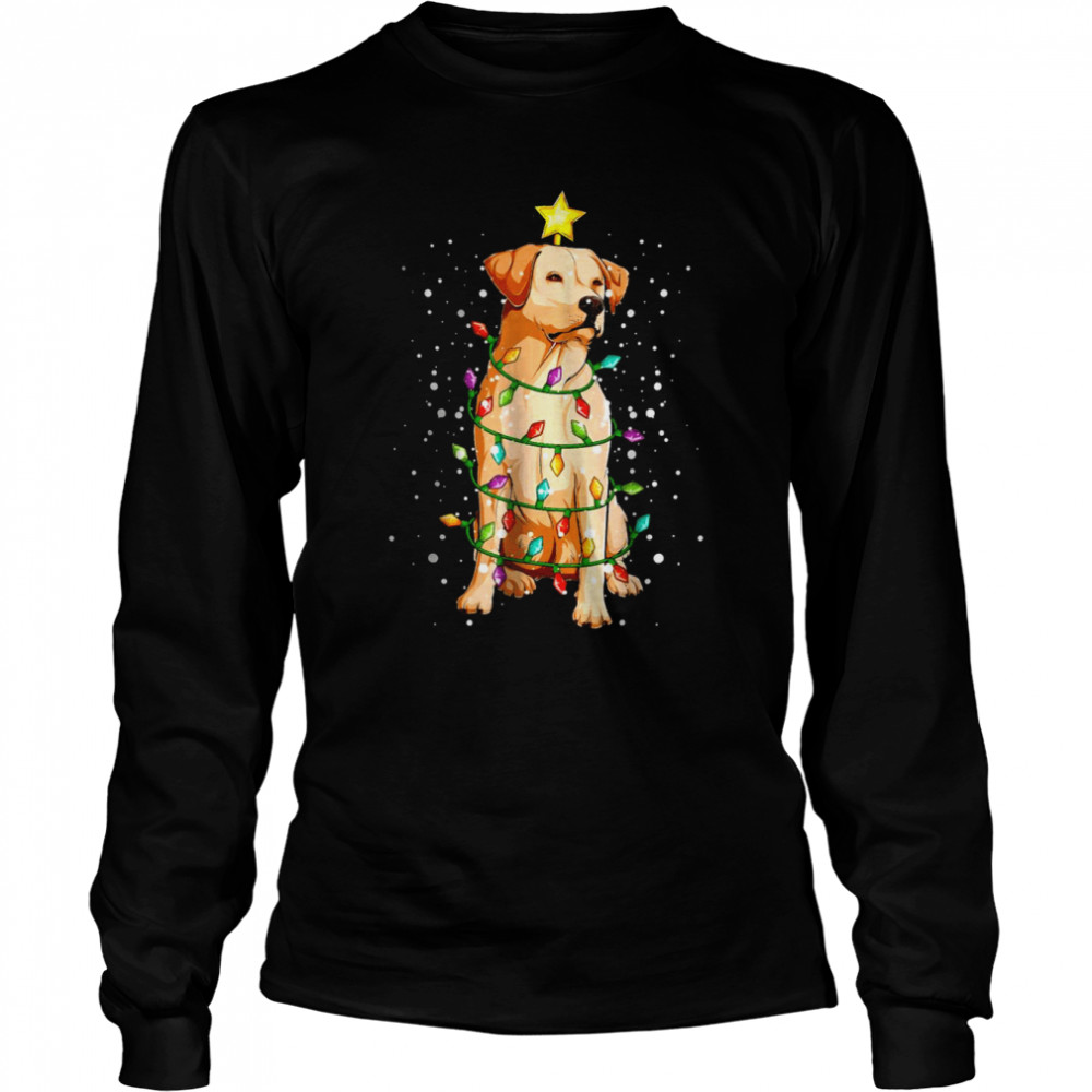 Labrador Retriever Dog Christmas Tree Lights Pajamas Xmas T- Long Sleeved T-shirt