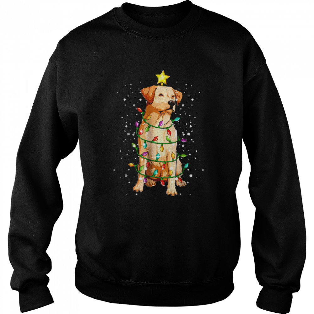 Labrador Retriever Dog Christmas Tree Lights Pajamas Xmas T- Unisex Sweatshirt