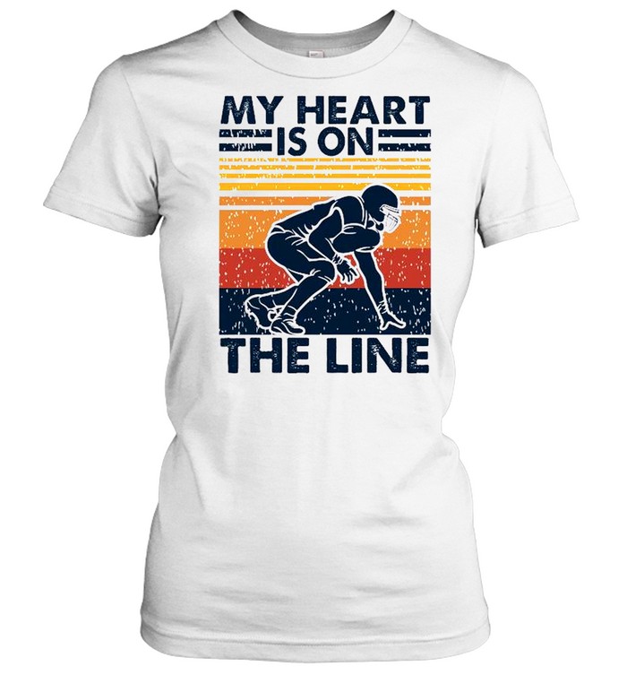 My heart is on the line football vintage shirt Classic Women's T-shirt