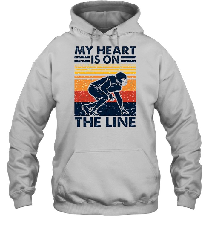 My heart is on the line football vintage shirt Unisex Hoodie