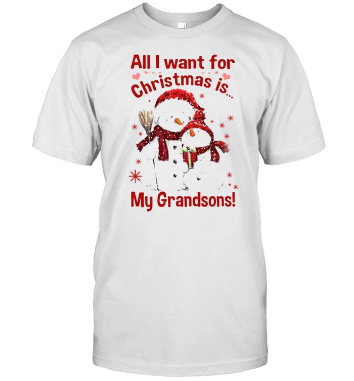 Official Snowman Santa All I want for Christmas is My Grandsons 2021  Classic Men's T-shirt