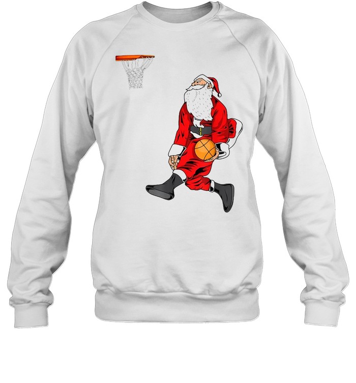 Santa Playing Basketball Slam Dunk Christmas Sweater T-shirt Unisex Sweatshirt