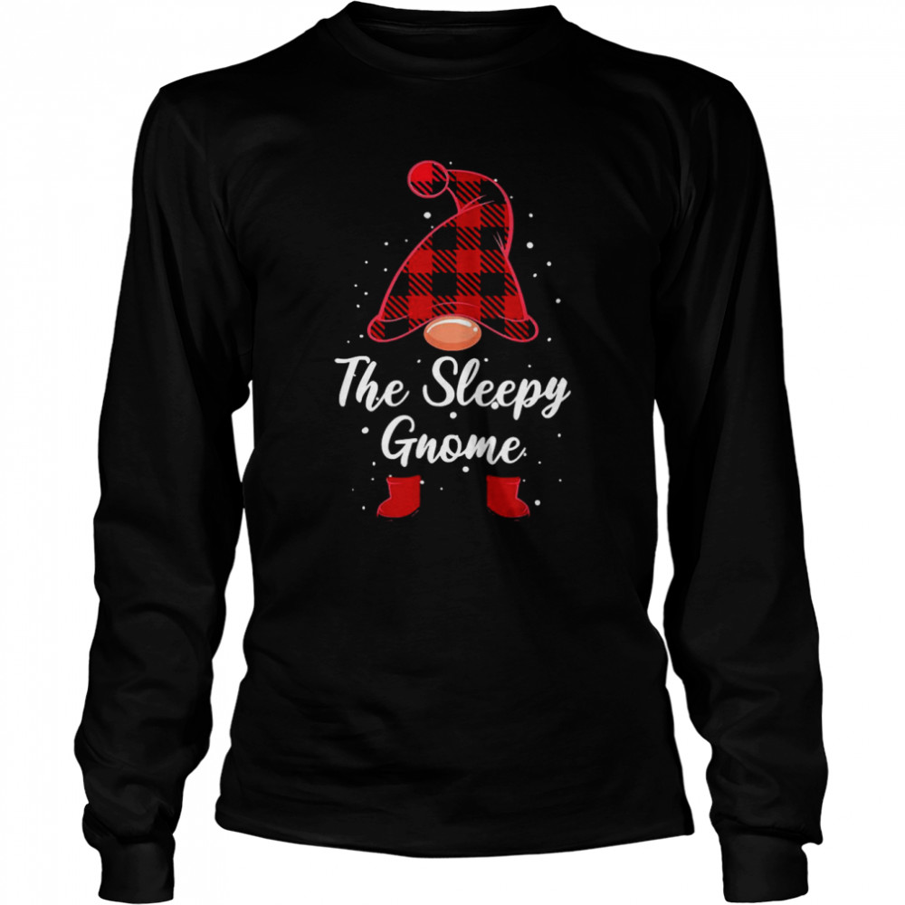 The Sleepy Gnome Buffalo Plaid Xmas Pajamas Matching Family Long Sleeved T-shirt