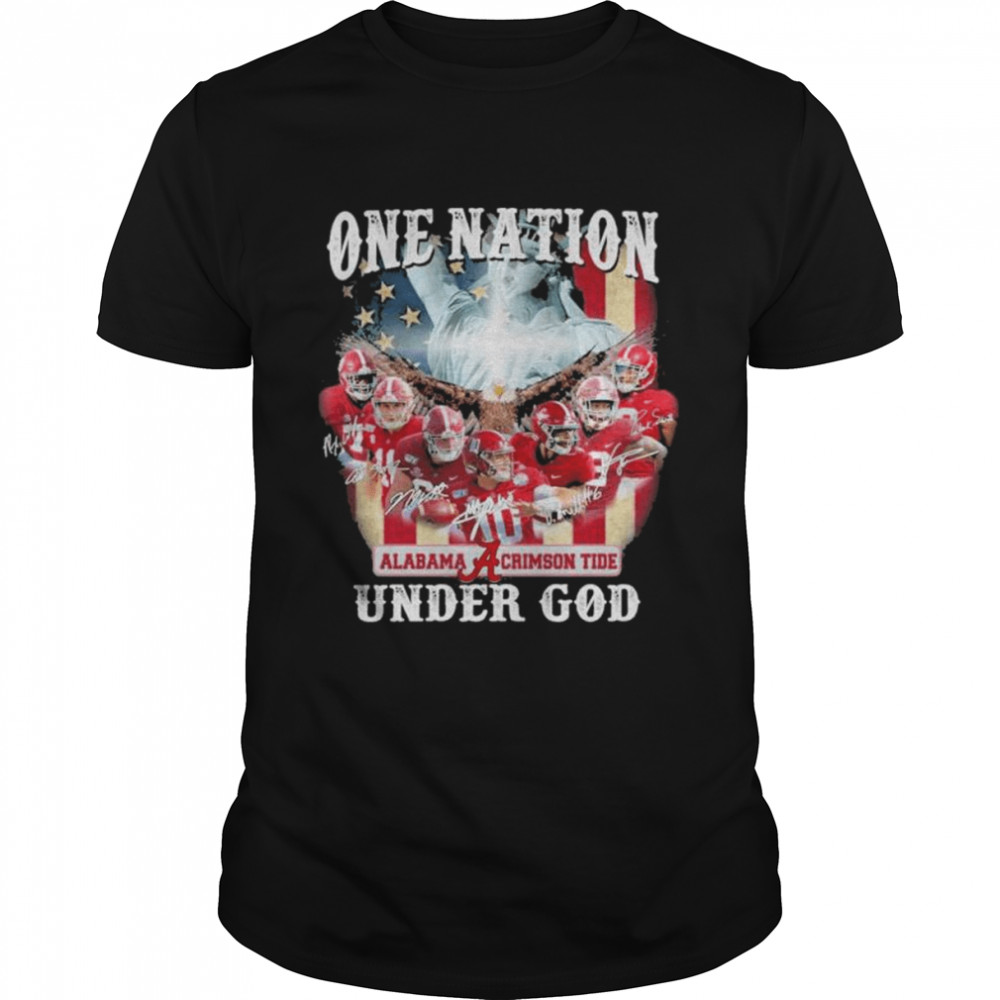 Alabama Crimson Tide one nation under god American flag signatures shirt Classic Men's T-shirt
